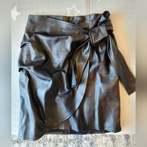 Tie Wrap Leather Skirt